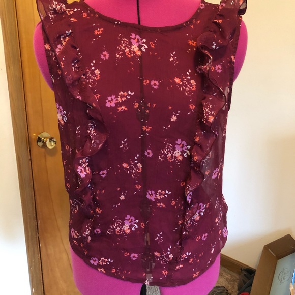 Maroon Ruffle Tank - Picture 3 of 5